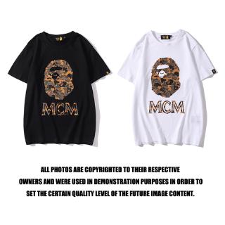 Mặc đường phố🔥 Bape x MCM Đồng Thương Hiệu Ngụy Trang Sa Mạc Áo Thun High Street Ngắn T Cotton T Hợp Thời Trang T
