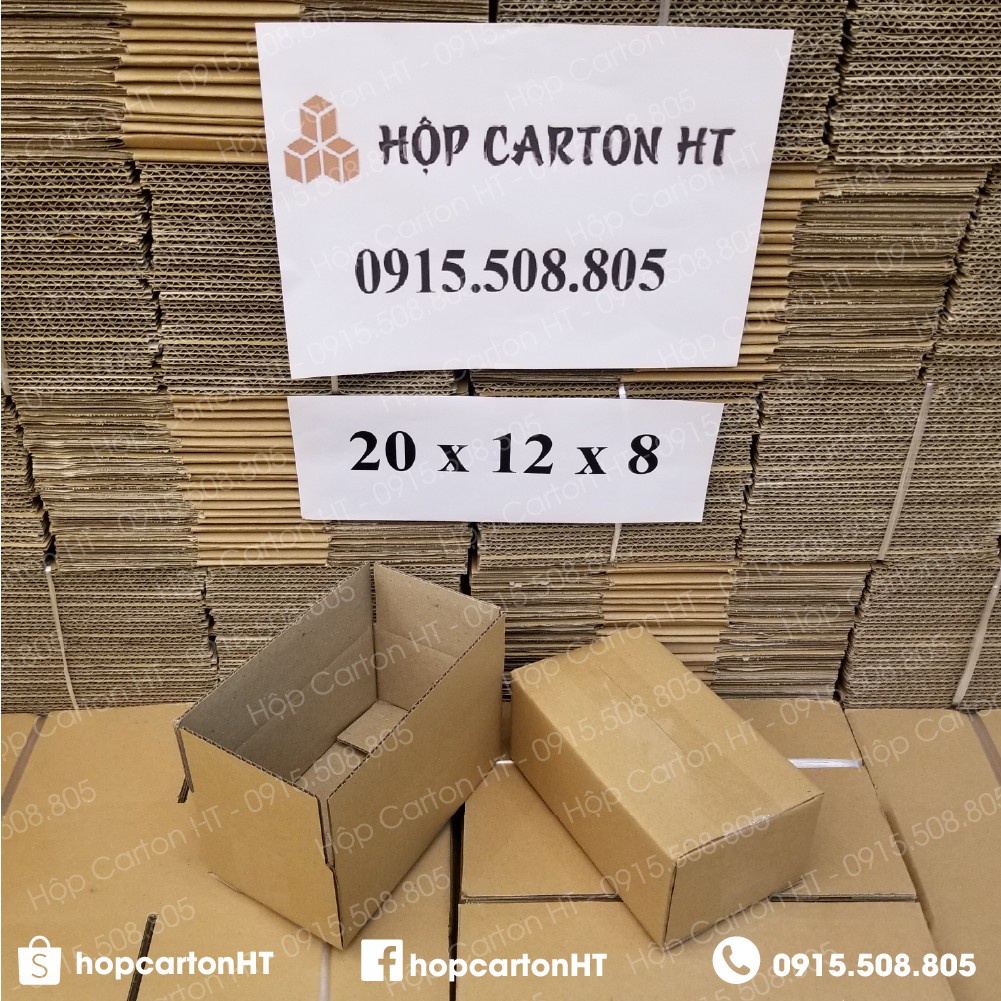 Combo 100 hộp carton đóng hàng 20x12x8 đựng đồ gia dụng, phụ kiện, mỹ phẩm tiện lợi giá gốc tận xưởng - Hộp Carton HT