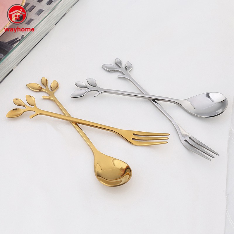 Muỗng Cà Phê Bằng Thép Không Gỉ Hình Lá Cây