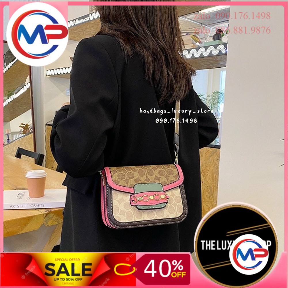 SALE túi xách nữ đeo chéo in họa tiết dây bản to kèm dây ngọc sang chảnh SHOP LUXURY