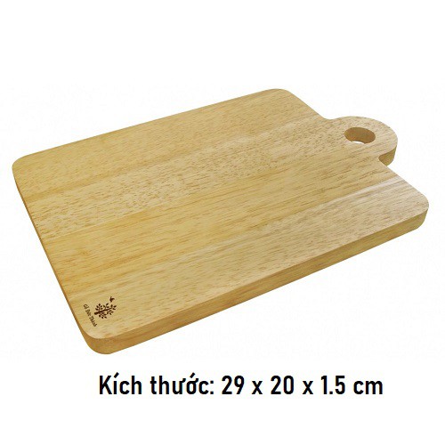 Thớt Chữ Nhật Hình Quai Tròn Gỗ Cao Cấp An Toàn - Kích Thước 29x20x1.5 cm - Gỗ Đức Thành