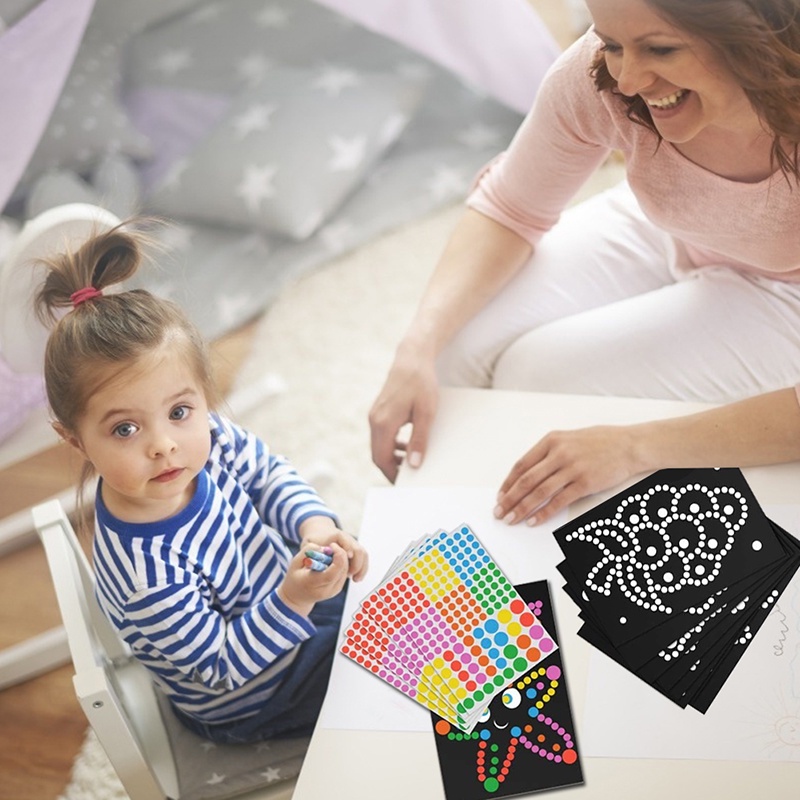 Nhãn Dán Hình Tròn Nhiều Màu Sắc Tự Dính Dành Cho Trẻ Em