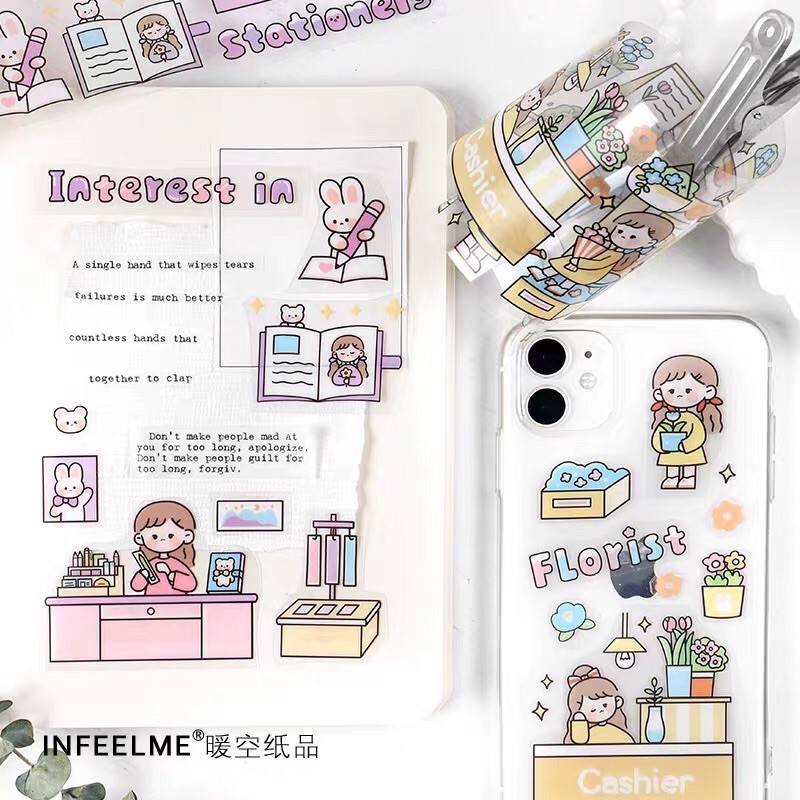 🧚‍♀️Sticker01 dài hình Cô bé với hoạt động ngày thường