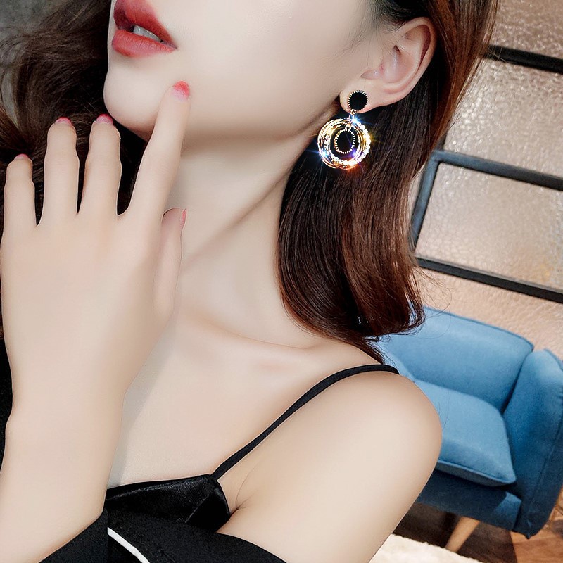 Sophisticated Bông Tai Kim Loại Hình Ngôi Sao Nhiều Lớp Lấp Lánh