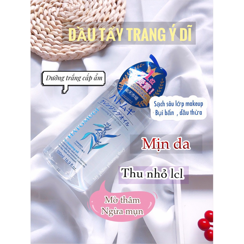 Dầu tẩy trang Hatomugi 500ml chiết xuất ý dĩ hàng Nhật nội địa JAPMALL