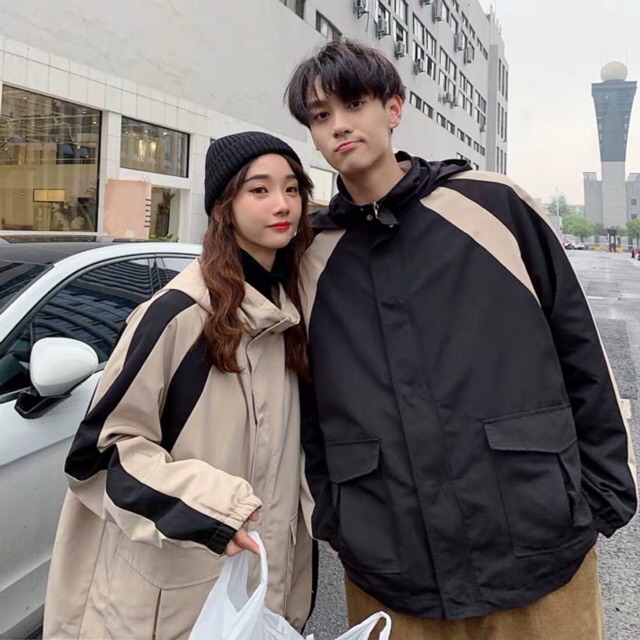 Áo khoác cardigan kaki túi hộp unisex Đen Kem nam nữ ulzzang Wind