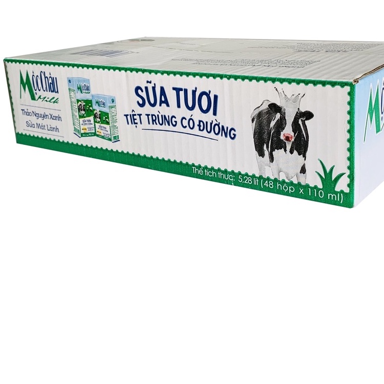(Vỉ 4 hộp 110 ml) Sữa tươi Mộc Châu có đường
