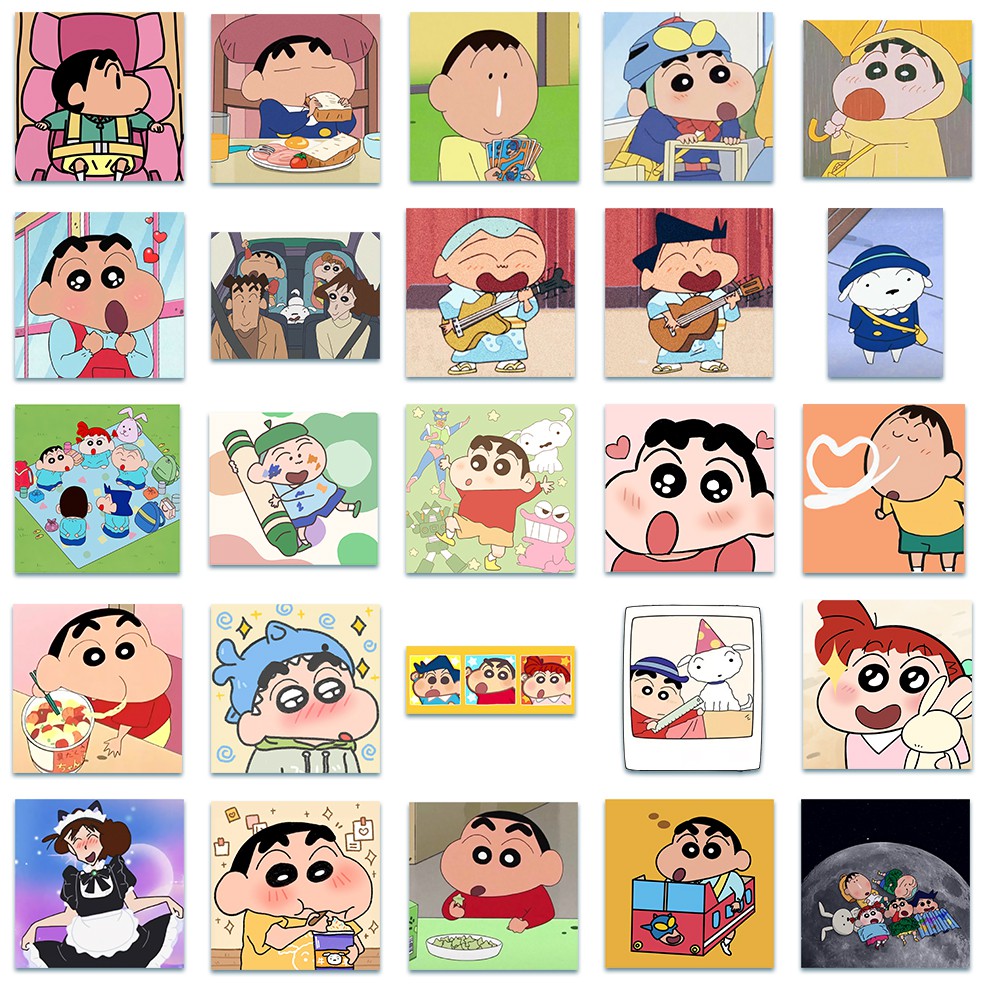 Bộ 50 miếng hình dán tường họa tiết hoạt hình Shin-chan chống thấm nước xinh xắn