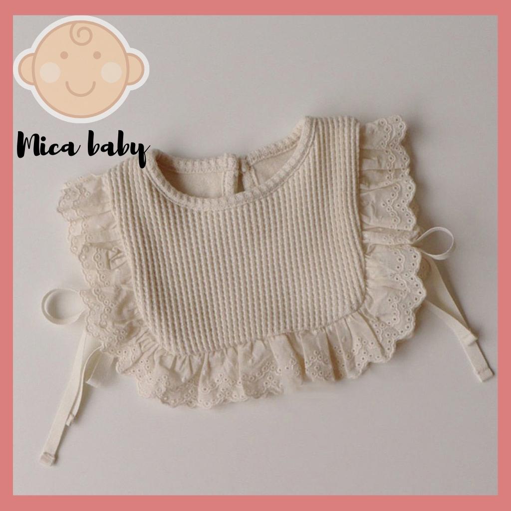 Yếm vuông viền bèo cột dây đáng yêu cho bé Mica baby YC03
