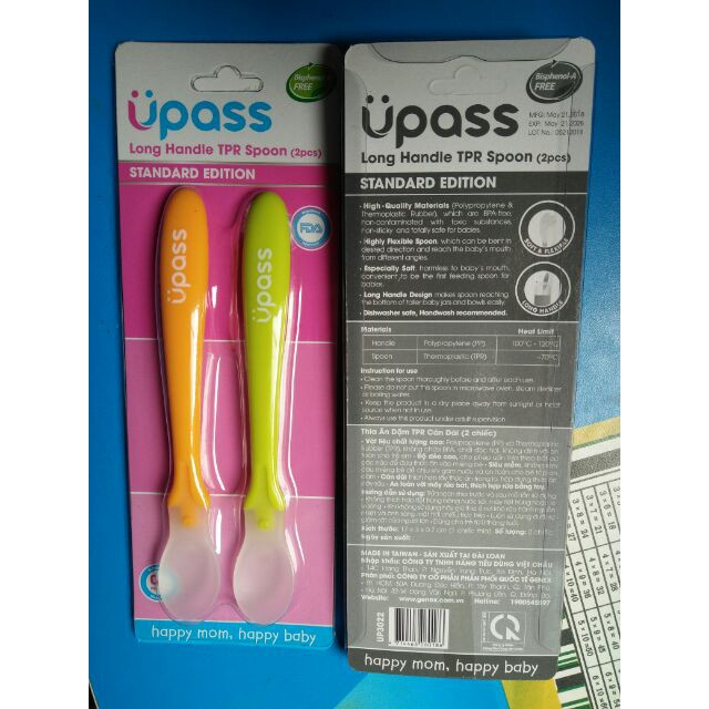 Set 2 thìa ăn dặm đầu silicon mềm an toàn cho bé - Upass Đài Loan