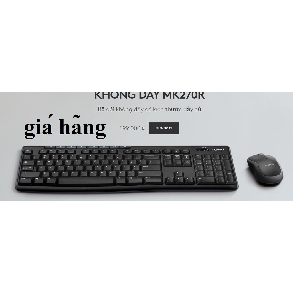 Bộ Bàn Phím Và Chuột Logitech MK220 Không Dây - Hàng chính hãng