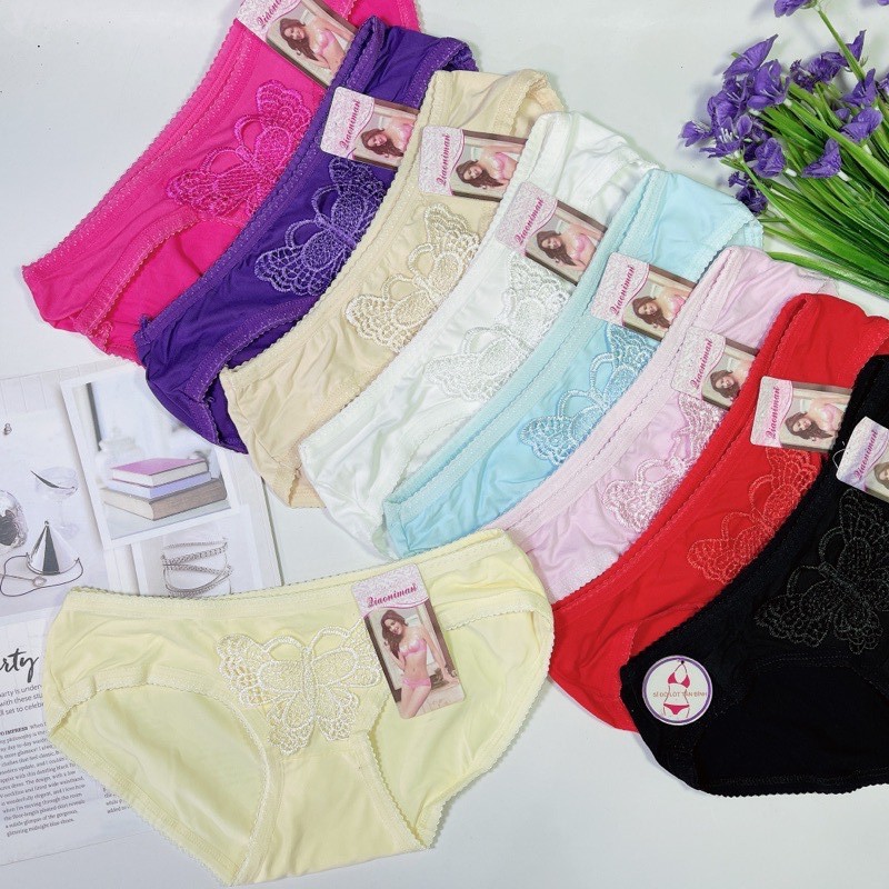 Quần lót cotton 8678 họa tiết thêu bướm size&lt;50kg