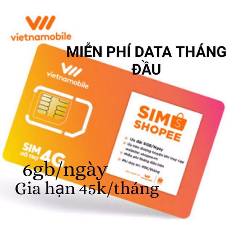 Sim số VietNamobile Shopee DATA khủng