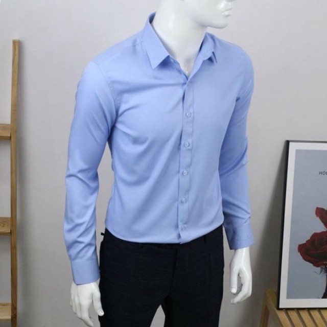 Áo sơ mi nam màu Trắng , Xanh nhạt , Xanh than , đỏ đô và Đen chất lụa thái siêu đẹp T-Shirt Fashion