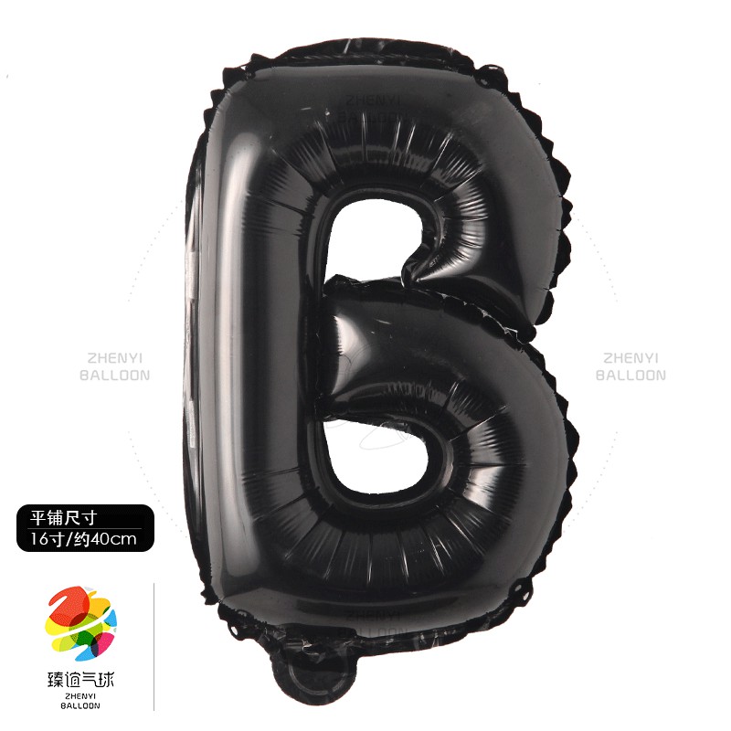 Bong Bóng Lõi Nhôm Hình Chữ Cái Màu Đen 16 inch   Trang Trí Tiệc Sinh Nhật Cho Bé