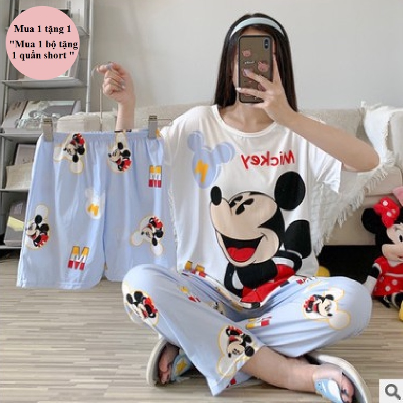 Đồ bộ nữ mặc nhà mùa hè quần dài TOZZO in hình dễ thương cute form bigsize phong cách hàn quốc 50-70Kg SET3 | BigBuy360 - bigbuy360.vn
