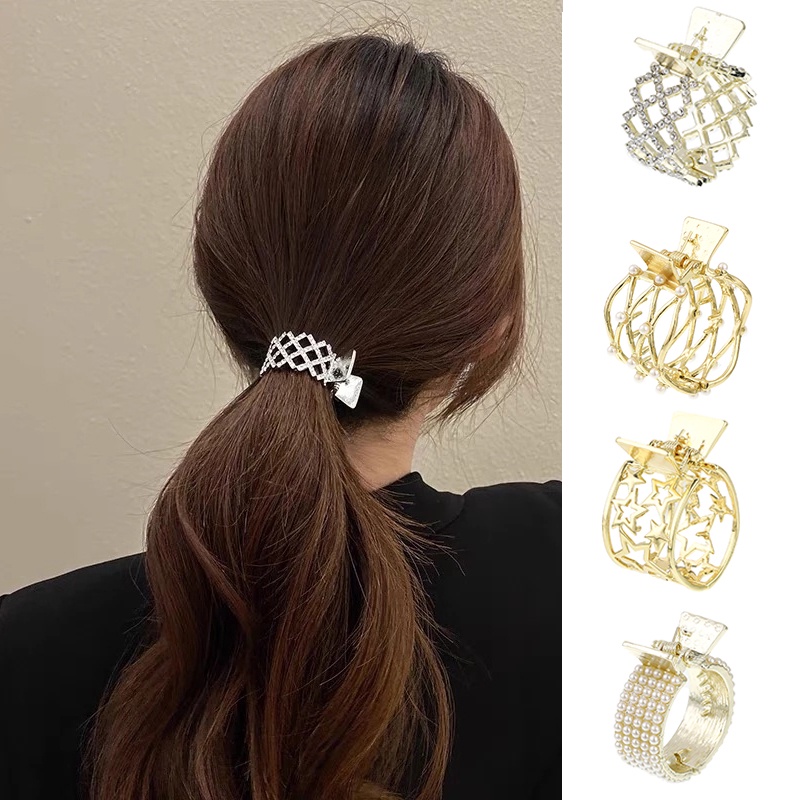 Haimeikang Kẹp tóc đính đá và ngọc trai thời trang Hàn Quốc