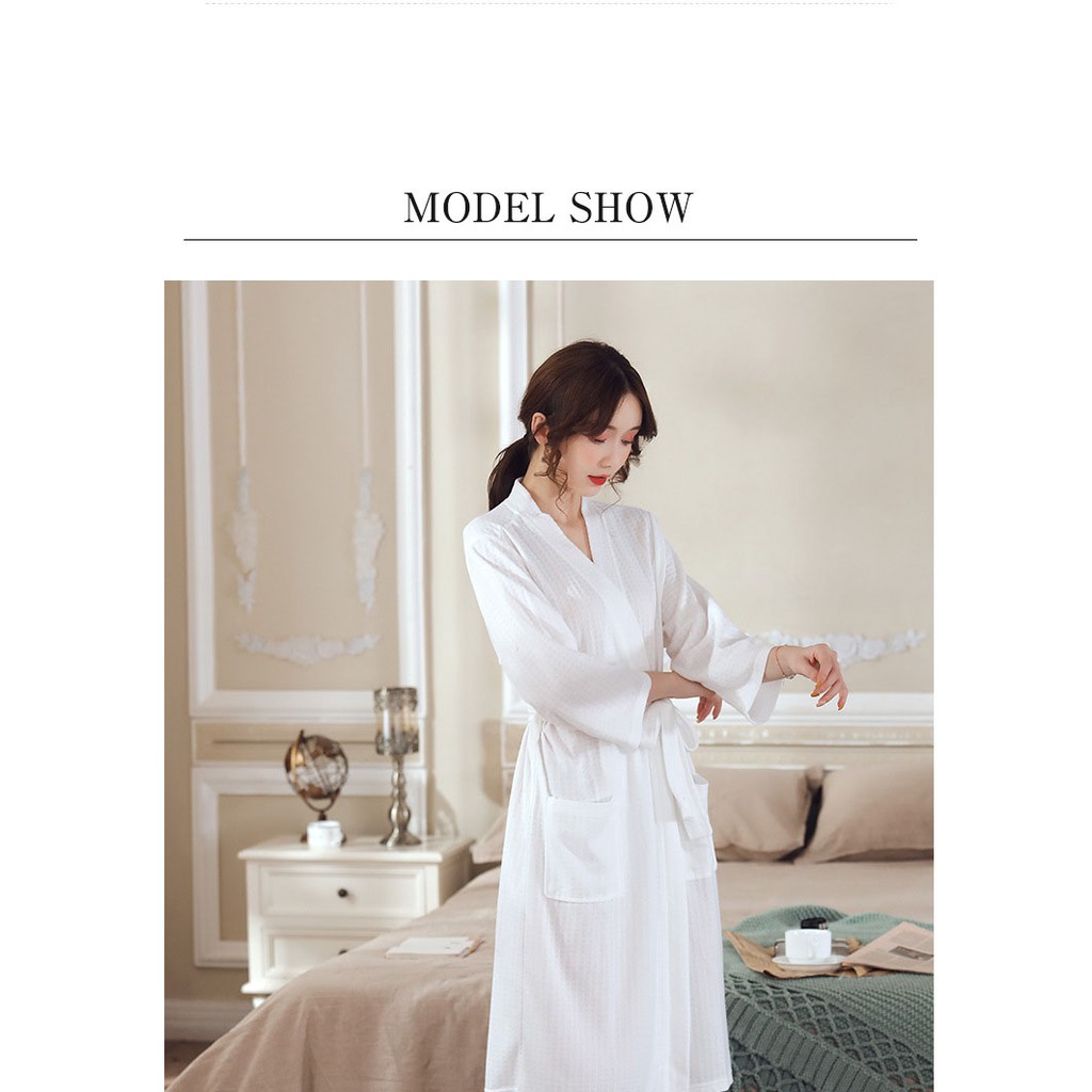 Áo choàng tắm thắt dây cột eo sang trọng cotton siêu mịn | BigBuy360 - bigbuy360.vn