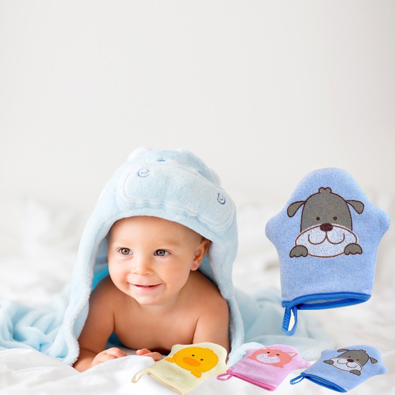 Găng Tay Tắm Họa Tiết Hoạt Hình Xinh Xắn Thoải Mái Dành Cho Bé