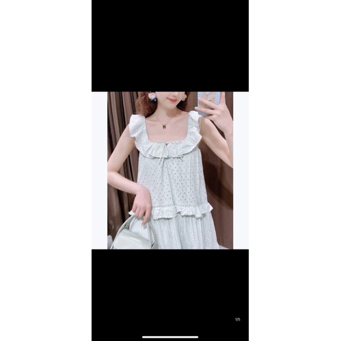 Đầm thêu maxi Zara xanh pastel săn sale sẵn size M