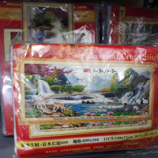 Tranh thêu kín SƠN THỦY HỮU TÌNH Mn003 (149×55cm)