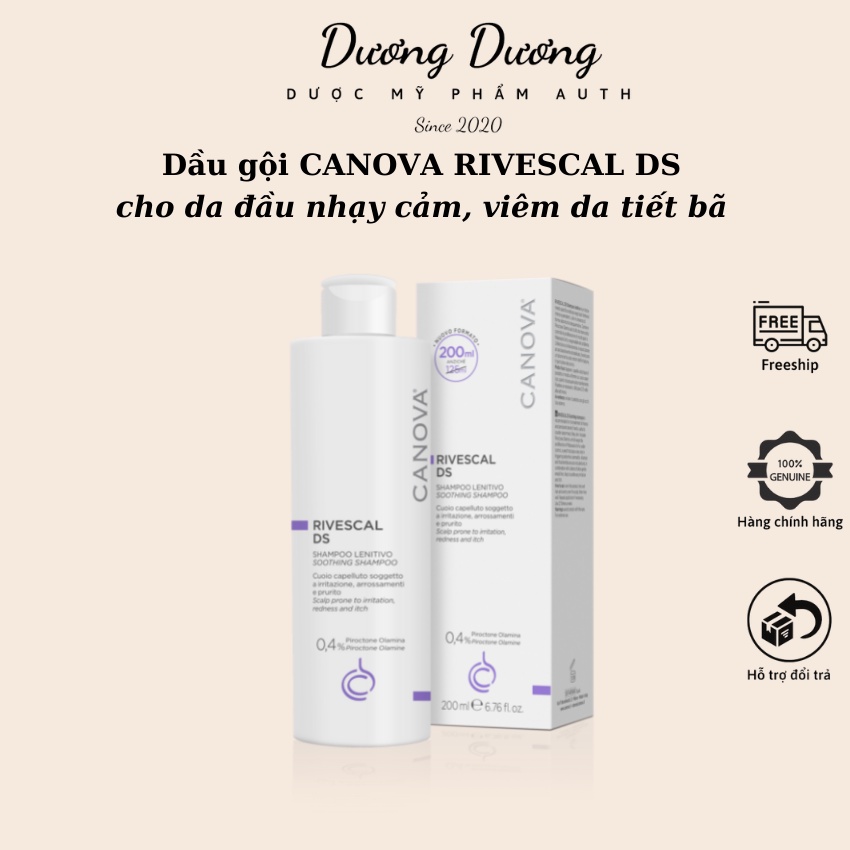 Dầu gội làm dịu da, ngăn ngừa tiết bã nhờn dành cho da bị kích ứng, da gàu CANOVA RIVESCAL DS 200ml có tem phụ