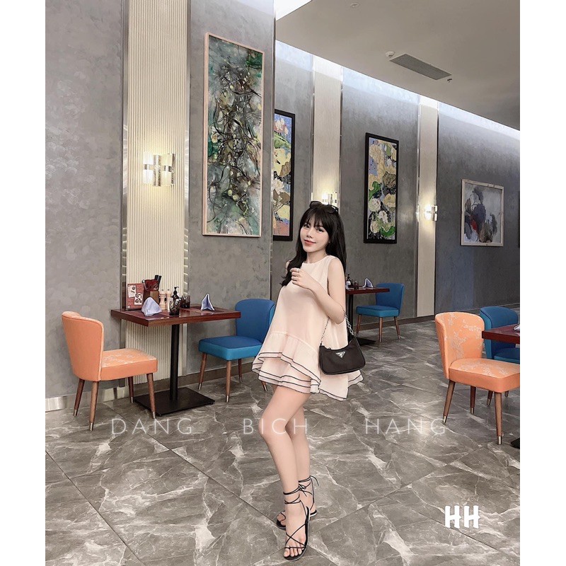 SNU165 - SET NỮ ÁO TƠ BE MIX CVAY VIỀN ĐEN | BigBuy360 - bigbuy360.vn