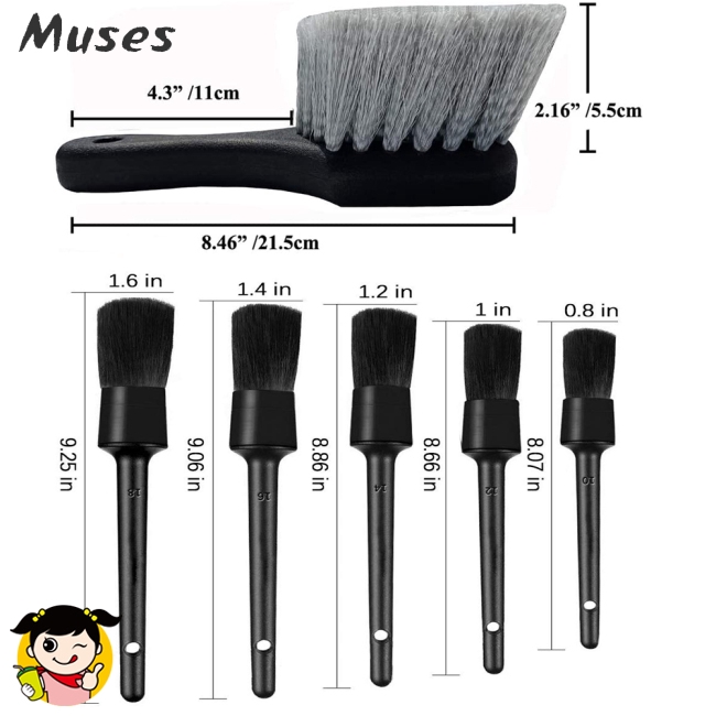 Bộ 6 Bàn Chải Đầu Mềm Chuyên Dụng Làm Sạch Xe Hơi