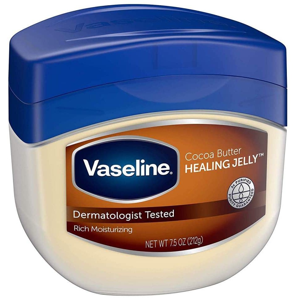 Gel dưỡng ẩm, xoa vết thương & bôi trơn... đa năng Vaseline Petroleum Jelly Cocoa Butter 212g (Mỹ)