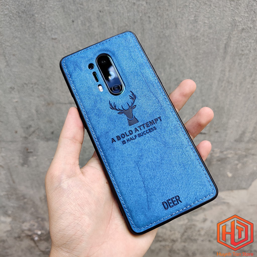 Ốp lưng Oneplus 8 Pro vân vải khắc 3D hình Nai (Full màu)