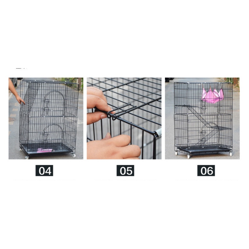 Chuồng mèo gấp gọn BIGSIZE 4 tầng có bánh xe, Kích thước cao 135cm, rộng 90cm và sâu 60cm