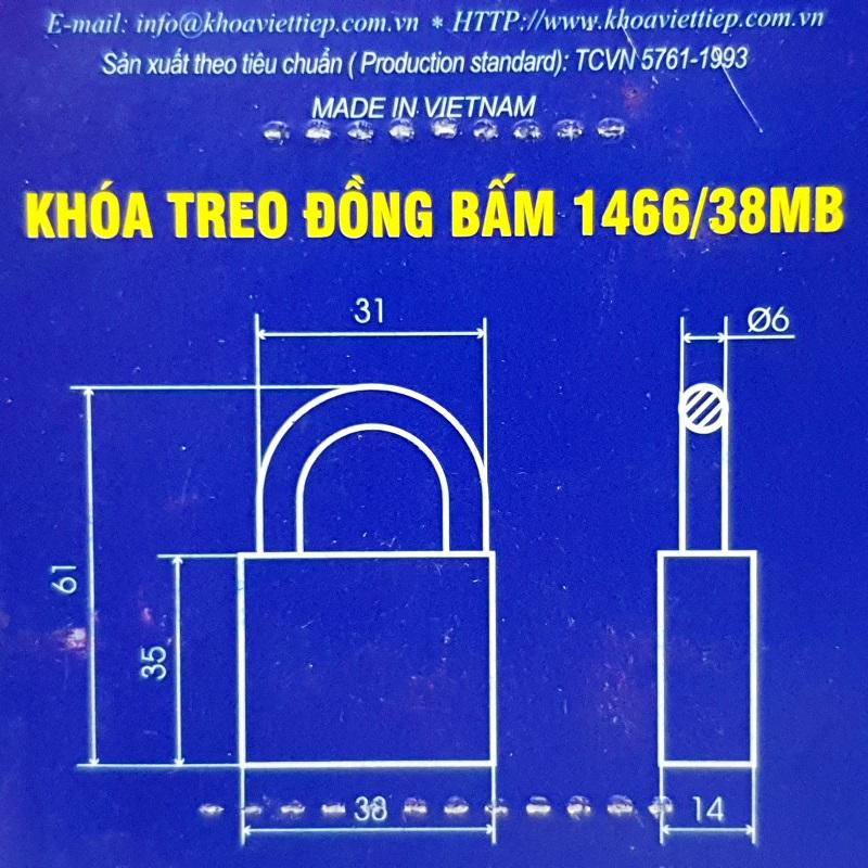 Khóa Treo Đồng Bấm Việt Tiệp 1466/38MB