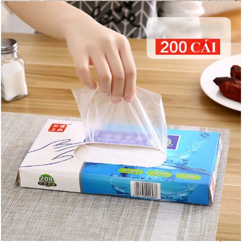 [Sale xả kho][Hàng sẵn] Hộp 200 găng tay/bao tay nilon dùng 1 lần