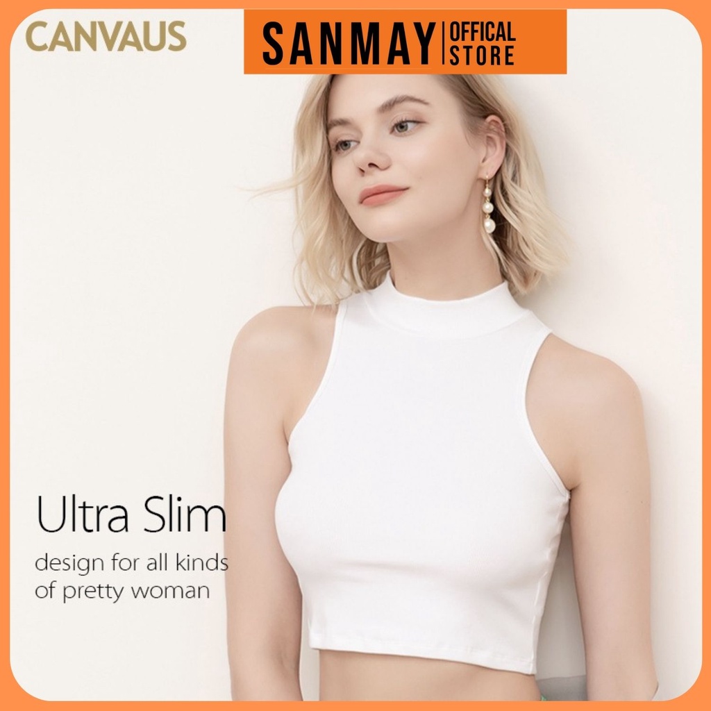 Áo Ba Lỗ Croptop SANJOLI Aos Crt Thiết Kế Ôm Body Kiểu Hở Vai Hàn Quốc Đẹp 2 màu Trắng Đen  AO041