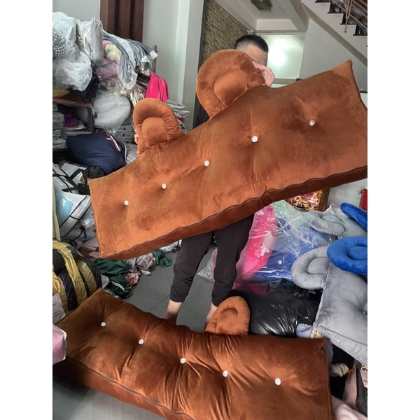Gối Tựa Đầu Giường Mẫu Tam Giác - Gối Tựa Lưng 1m6 /Tai Gấu Thêu Chữ Cao Cấp -