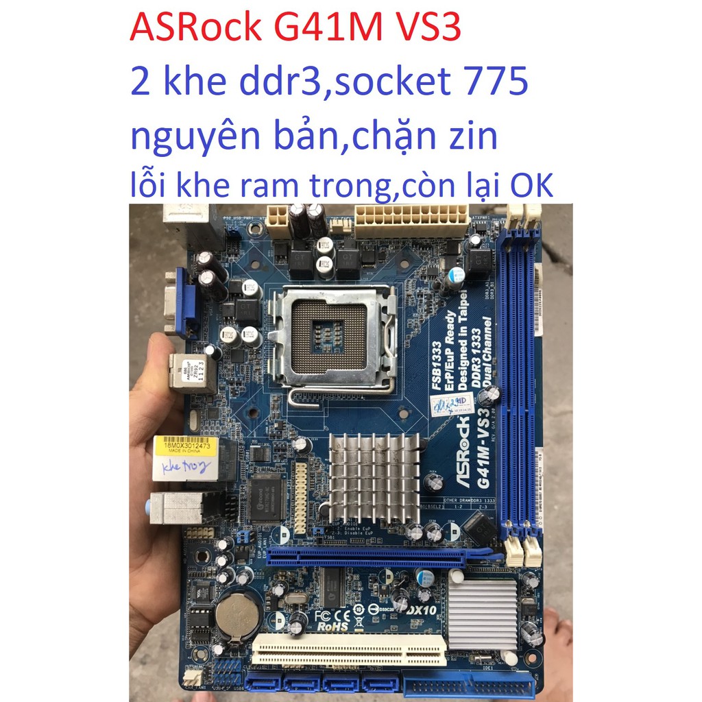 bo mạch chủ máy tính ASRock G41M VS3 2 khe ram ddr3 socket 775 mainboard Main PC G41