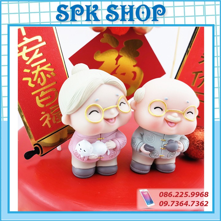 [FREESHIP❤️] Tượng Ông Bà ngoại trang trí bánh mừng thọ- Ông bà ngoại- Trang trí bánh sinh nhât bánh kem - SPK Shop