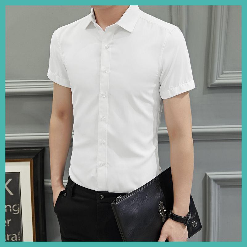 Áo sơ mi nam NGẮN TAY cao cấp - Chất liệu lụa , không nhăn, thoáng mát, thấm hút mồ hôi(SML)