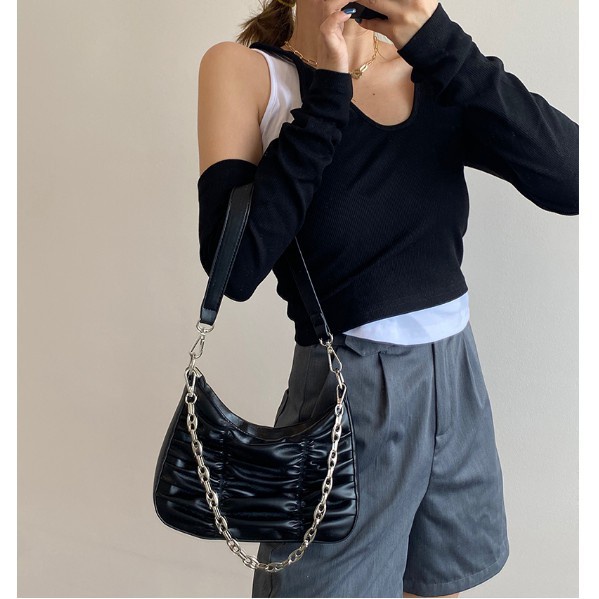 Túi Kẹp Nách Nữ Linh Store Túi Kẹp Nách Da Dây Xích Đeo Chéo Nhún Bèo Hàng Quảng Châu - LS31