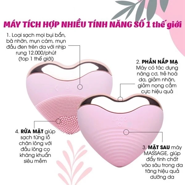 Máy rửa mặt Laco Luxury - laco cleansing facial luxury, chính hãng bảo hành 12 tháng CHÍNH HÃNG