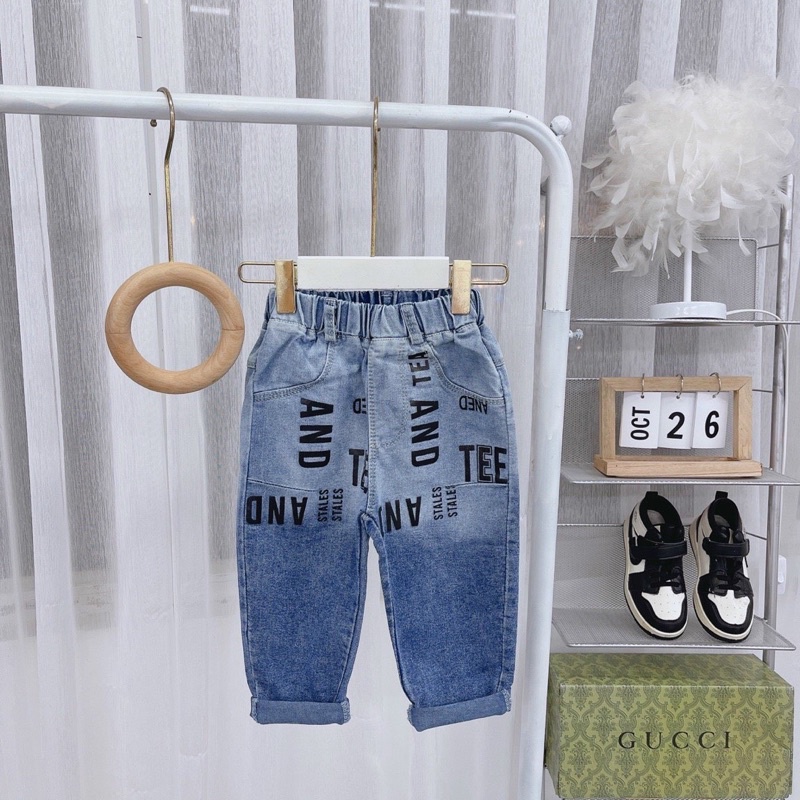 Quần Jean bé trai dài,quần dài chữ cái cho bé phong cách Hàn Quốc