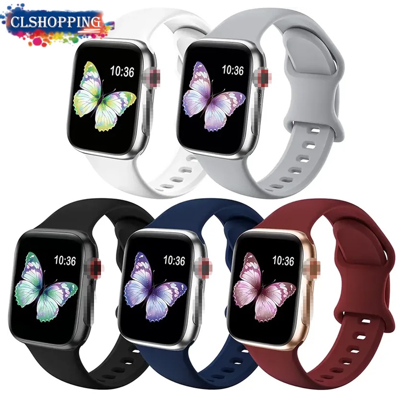 Dây Đeo Đồng Hồ Bằng Silicone Mềm Kích Thước 38mm 42mm 45mm 40mm 44mm Dành Cho Iwatch Series 7 6 5 4 3 41mm