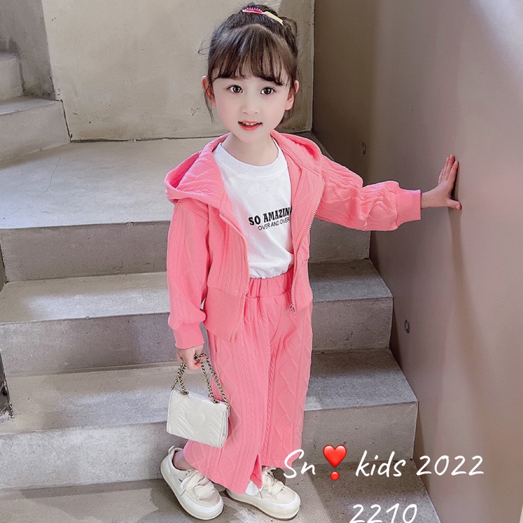 Bộ xốp khóa mũ vặn thừng bé gái