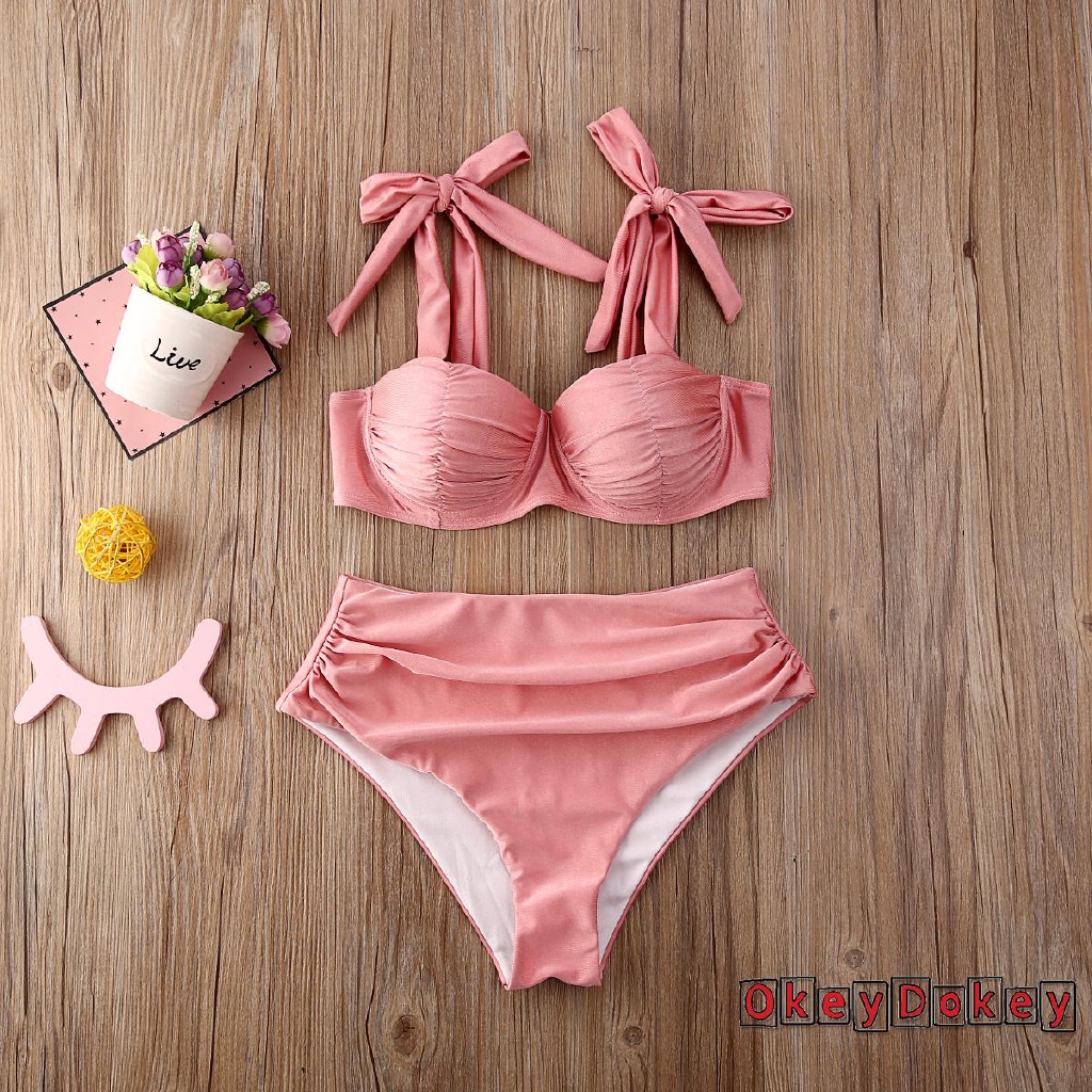 (Hàng Mới Về) Bộ Bikini Màu Hồng Có Miếng Đệm Nâng Ngực Dành Cho Nữ | BigBuy360 - bigbuy360.vn