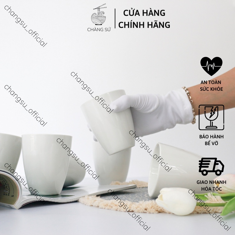 Cốc nước trắng trơn 260ml sứ Minh Châu - Ly sứ không quai tối giản giá rẻ CN05 - In theo yêu cầu | BigBuy360 - bigbuy360.vn