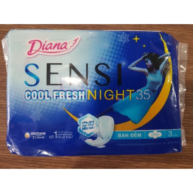 Combo 3 gói BVS ban đêm Diana Cool Fresh siêu mát 35cm  có cánh 3 miếng