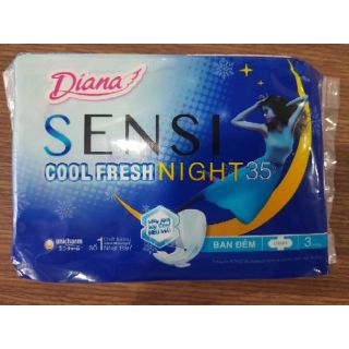 Combo 3 gói BVS ban đêm Diana Cool Fresh siêu mát 35cm / 29 cm  có cánh 3/4  miếng