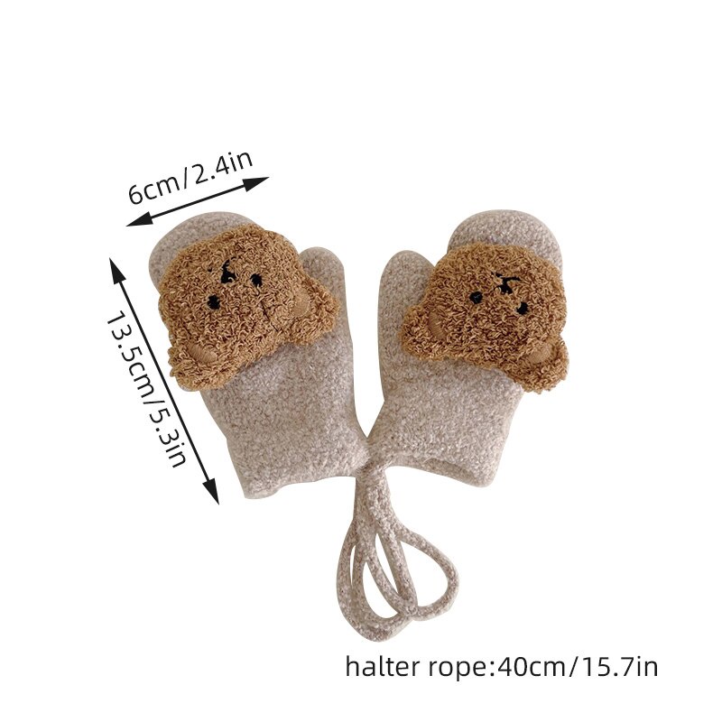 Găng Tay Len Hình Gấu Hoạt Hình Xinh Xắn Cho Bé 1-4 Tuổi