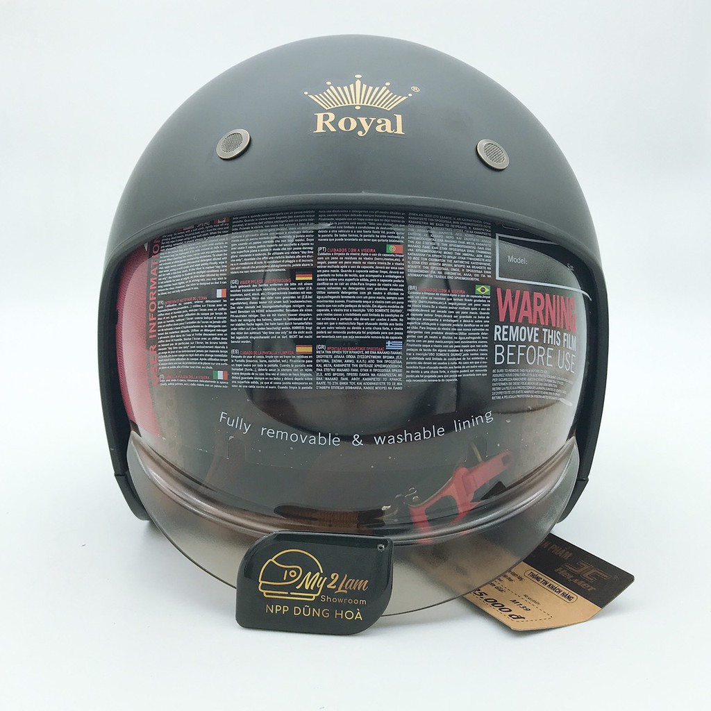 Mũ bảo hiểm 3/4 kính âm Royal M139 tem V2 cờ Ý