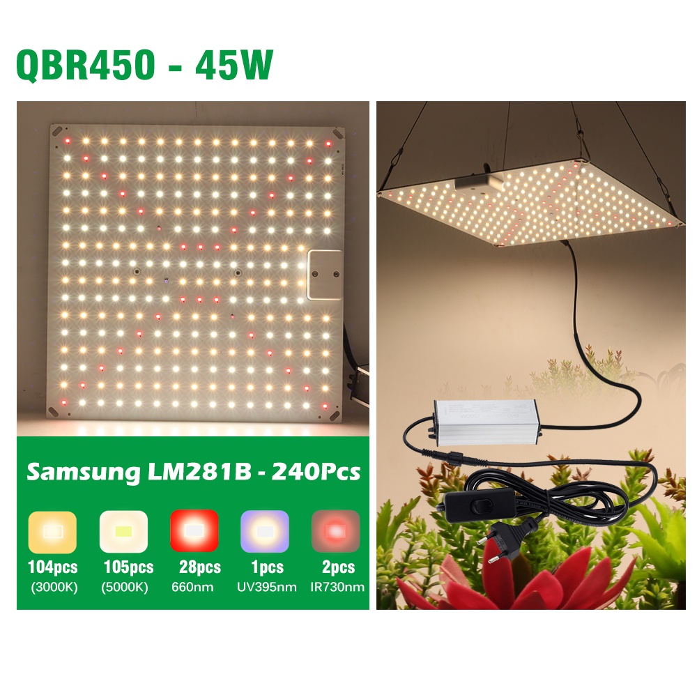 Bảng đèn phát triển cây trồng trong nhà lượng tử LED LM281B 550W 650W 850W 100W với đèn Phyto hồng ngoại UV